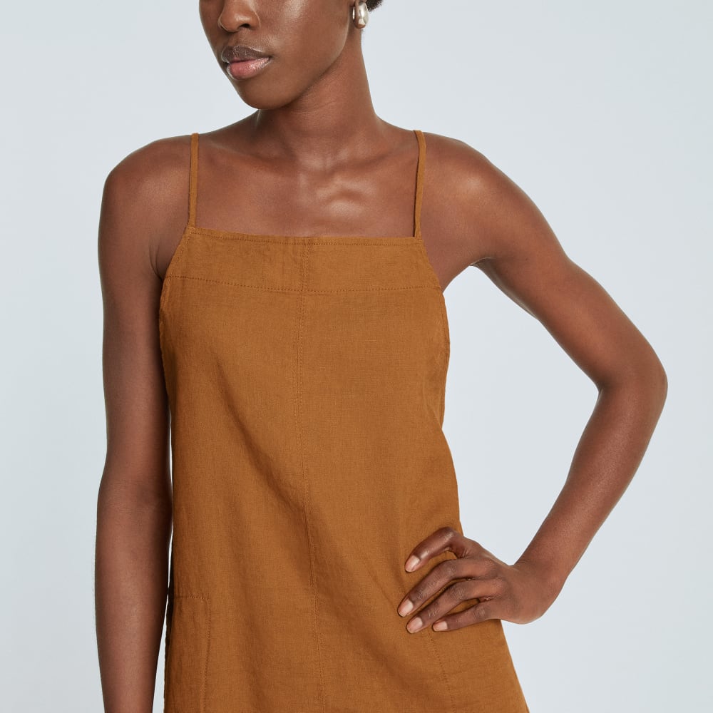The Linen Apron Dress | Tawny Brown