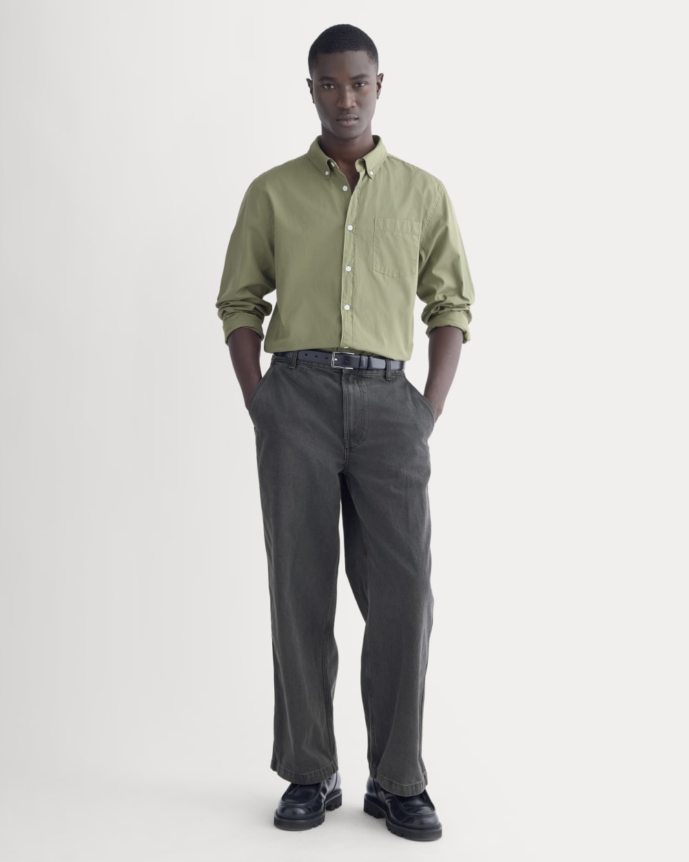 Washed Poplin Shirt | Lichen Green