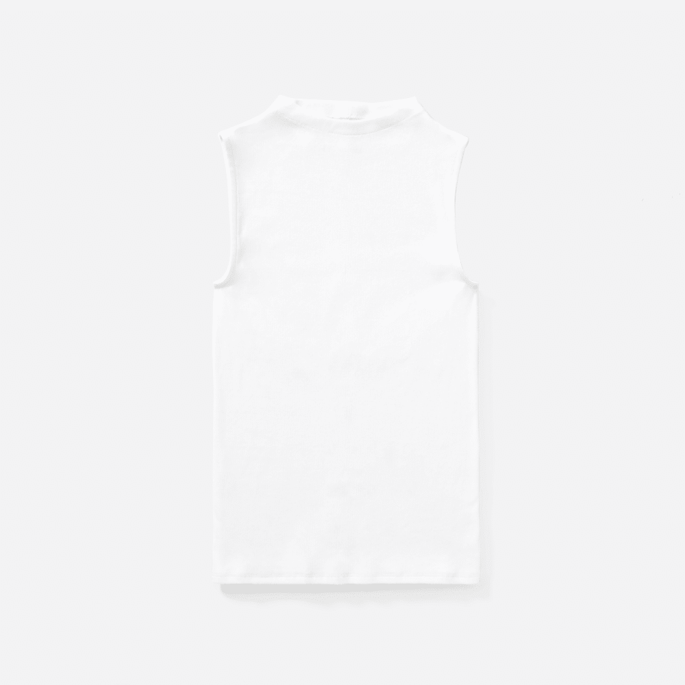 The Pima Micro-Rib Funnel-Neck Tank | White