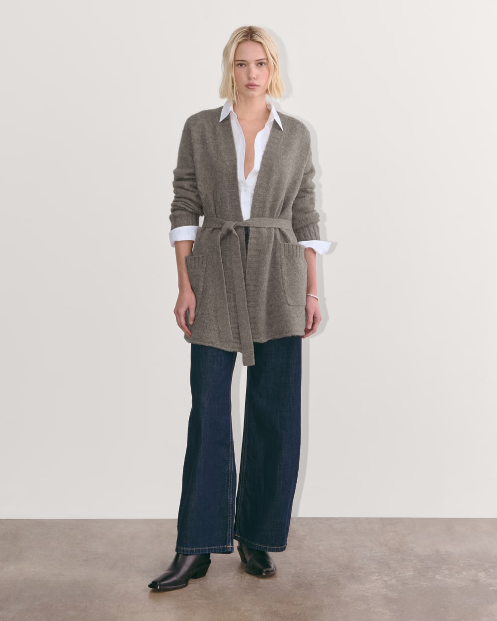 The Robe Cardigan in Alpaca | Taupe Melange