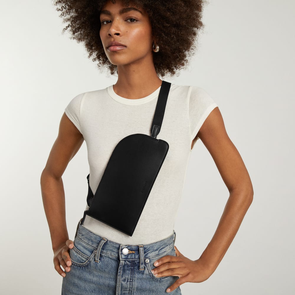 The Cactus Leather Sling Bag | Black