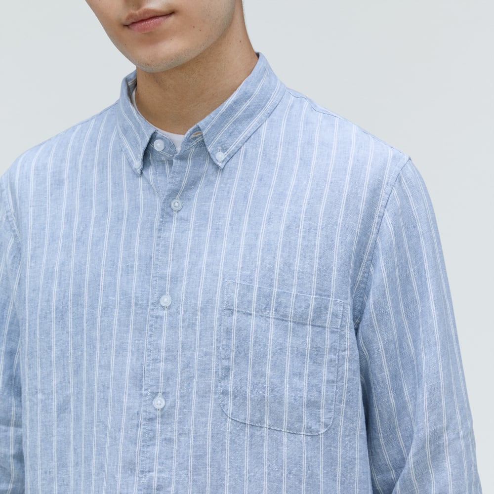 The Classic Shirt in Linen | White / Blue
