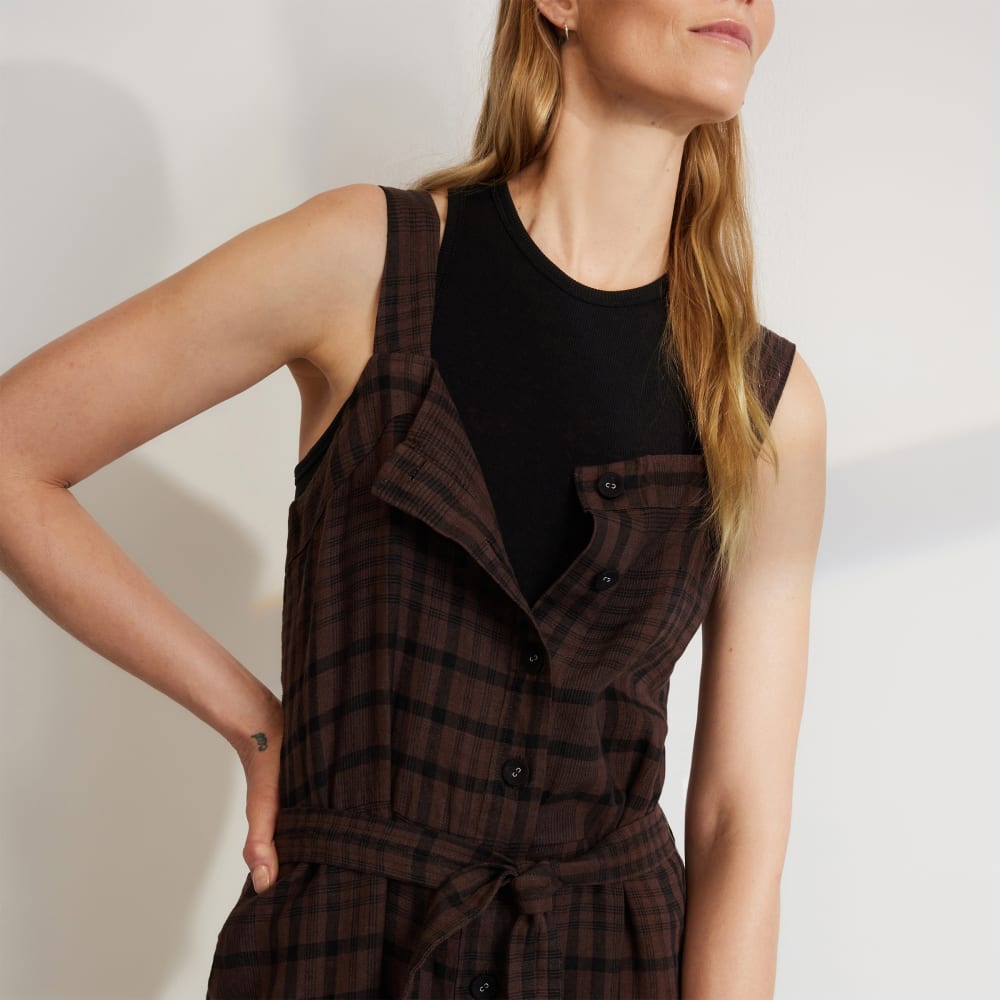 The Linen Jumpsuit | Chocolate Brown / Black