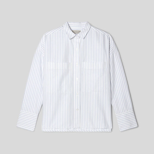 The Boxy Oxford | White / Periwinkle Mini Stripe