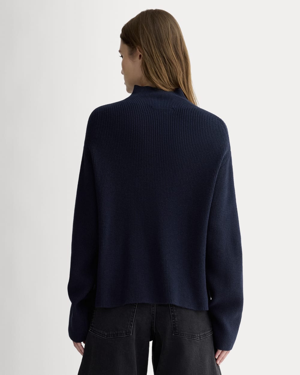 The Slouchy Funnel Neck in Everyday Cotton | Navy