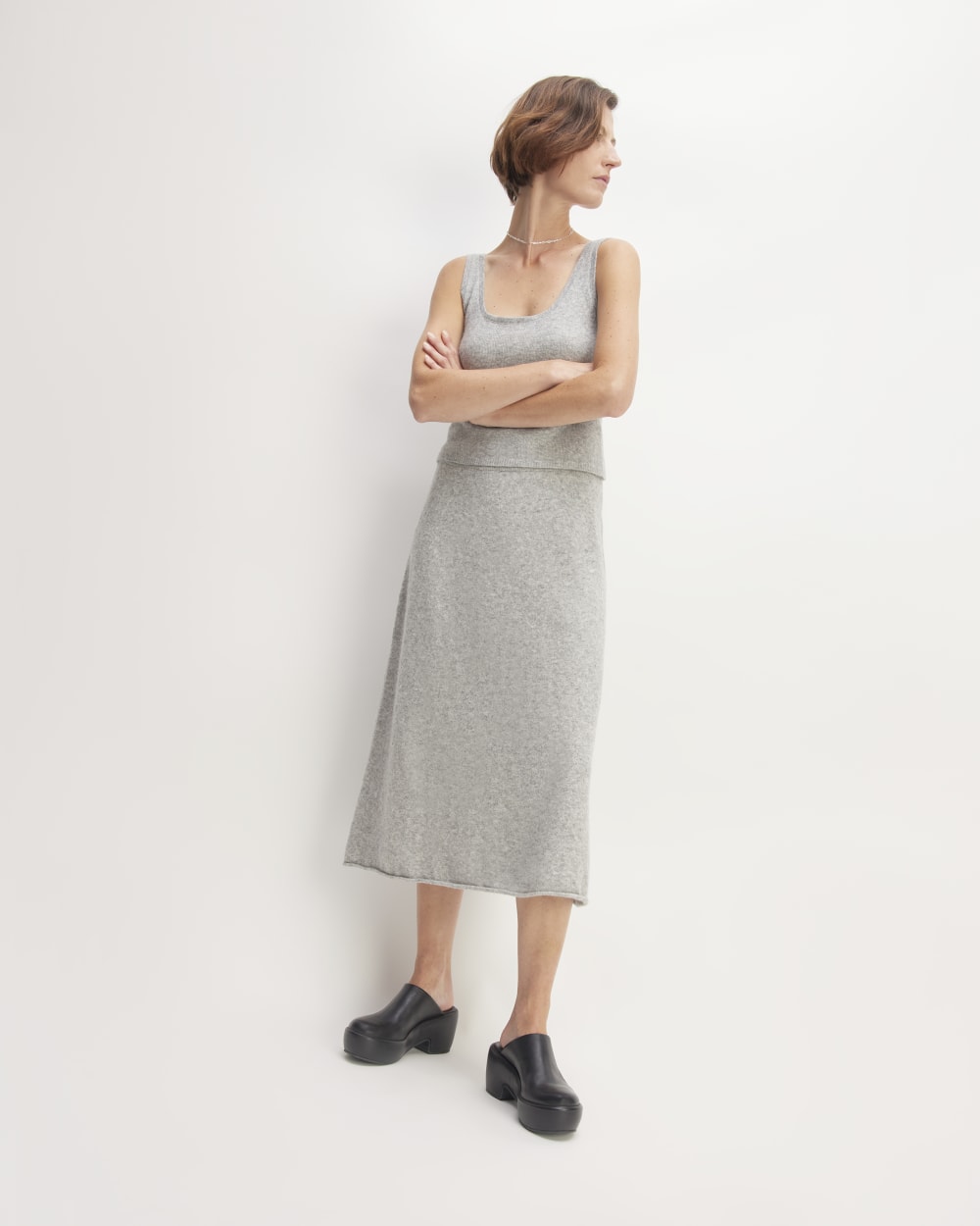 The Cozy-Stretch Skirt | Heathered Grey