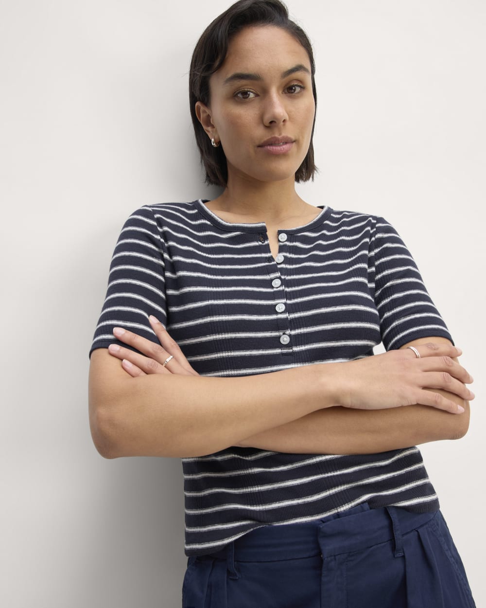 The Vintage Rib Henley | Navy / Bone