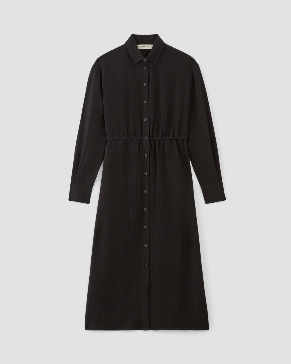 The Mini Jacquard Stripe Shirt Dress | Black