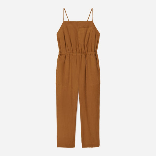 The Linen Shoestring Jumpsuit | Tawny Brown