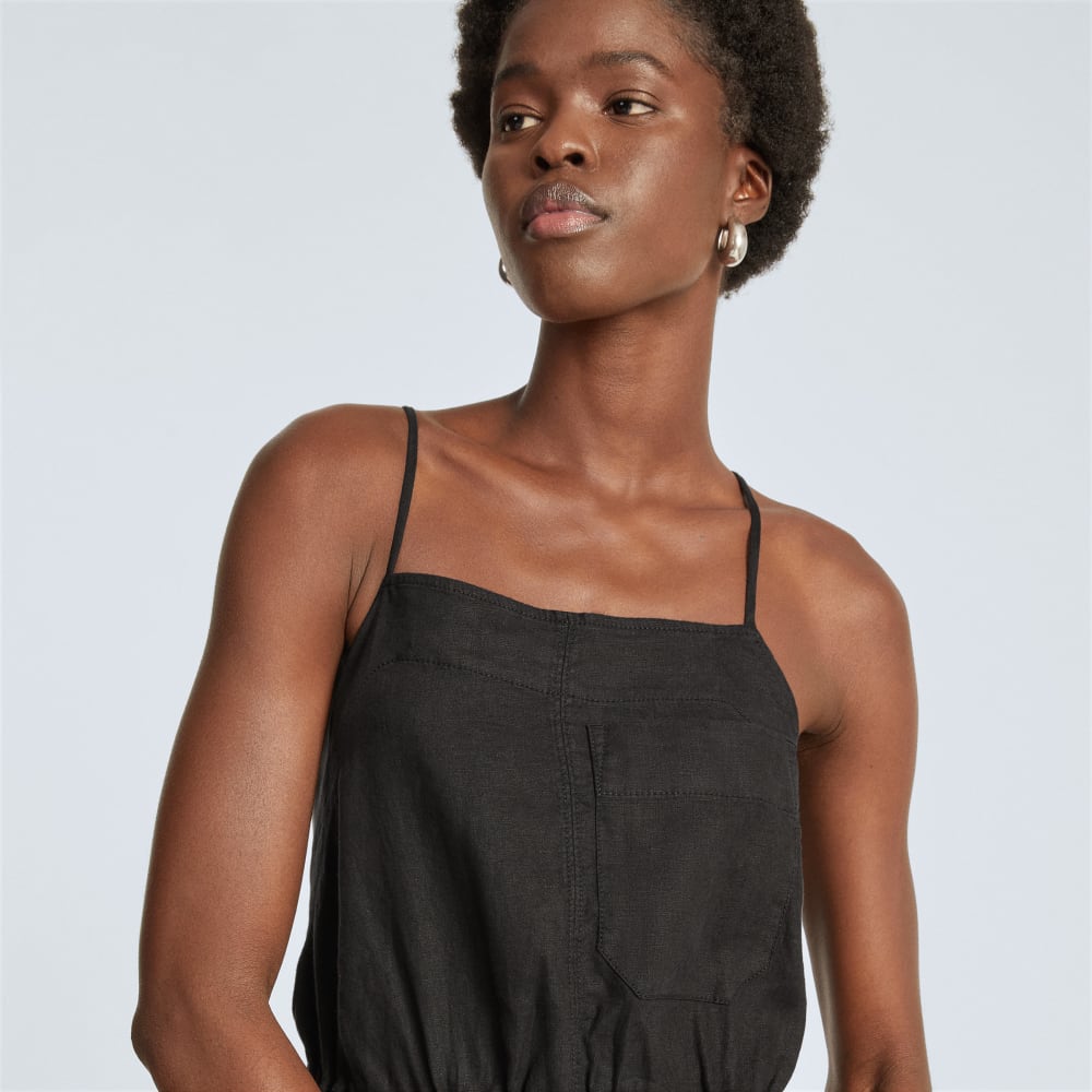 The Linen Shoestring Jumpsuit | Black