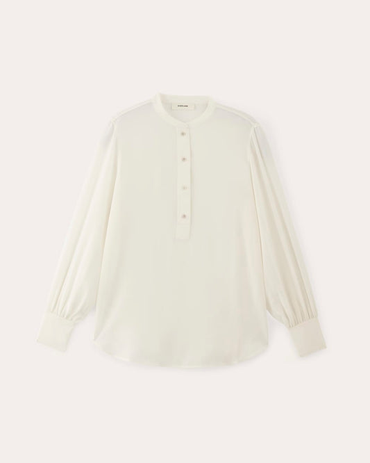 The Henley Shirt in Washable Silk | Off-White