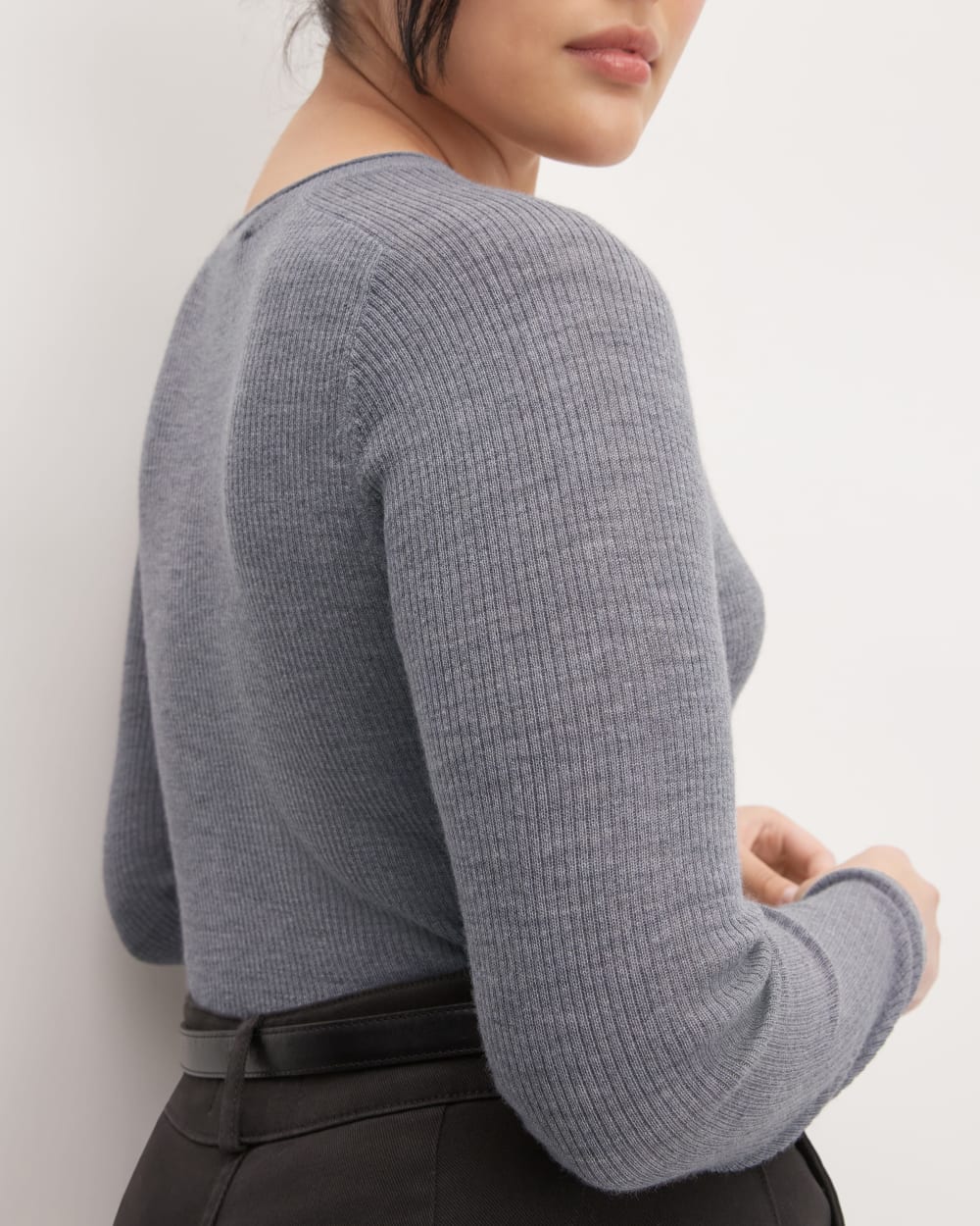 The Long-Sleeve Sweater Tee in Ultrasoft Merino | Heather Mid Grey