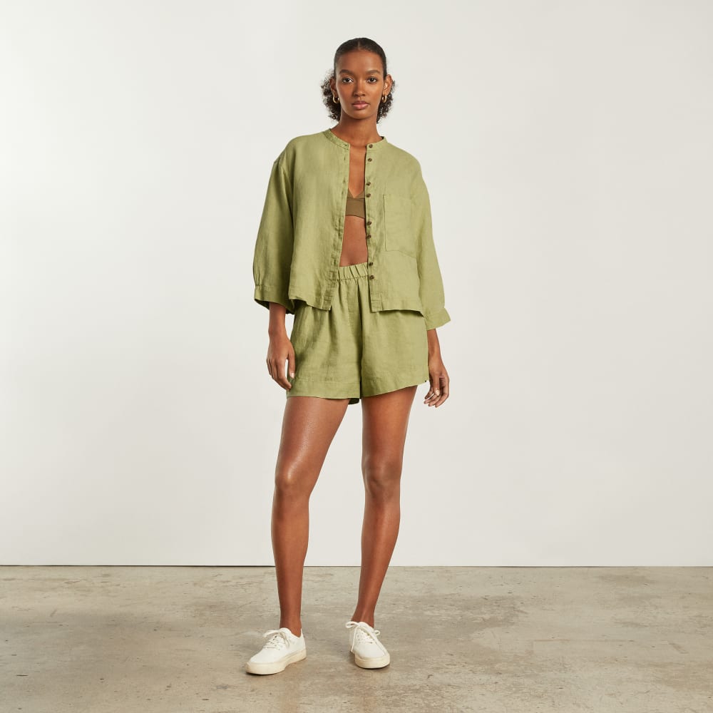 The Linen Billow Blouse | Leek