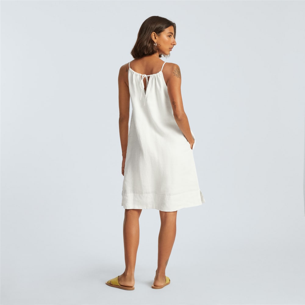 The Linen Apron Dress | White