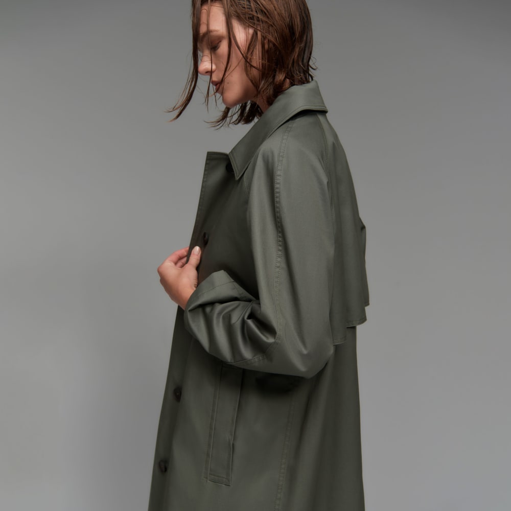 The Long Mac Coat | Pewter Green