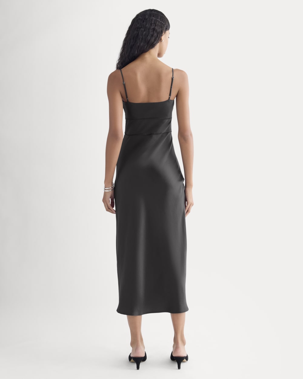 Bias Cut Slip Dress in Silk Charmeuse | Graphite