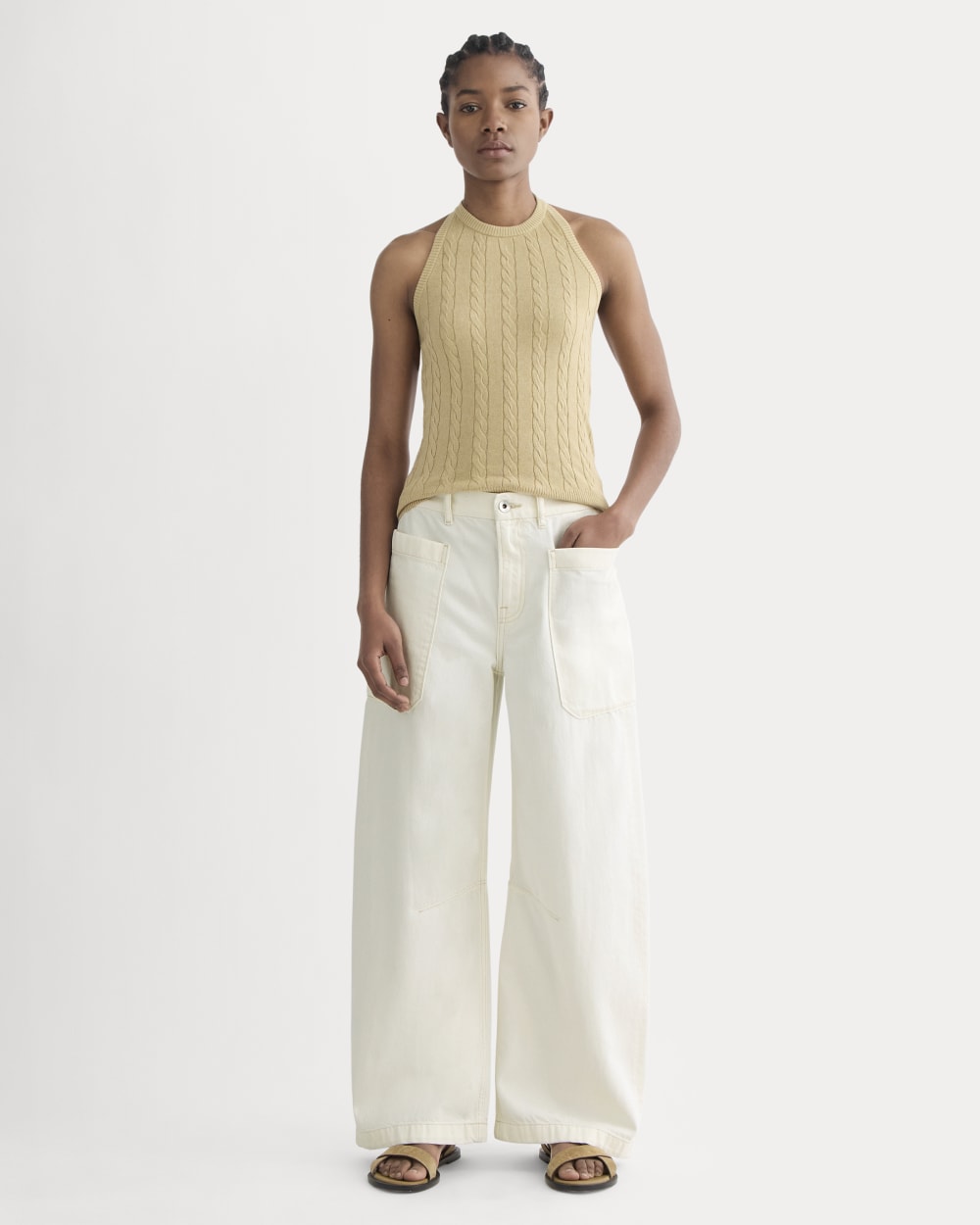 The Cable Halter in Cotton Cashmere | Classic Khaki