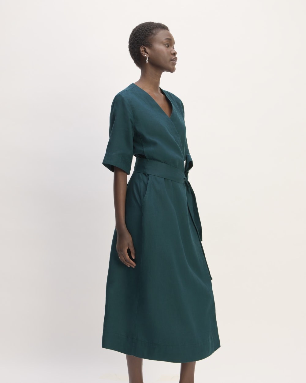 The Wrap Dress in Linen | Dark Sea