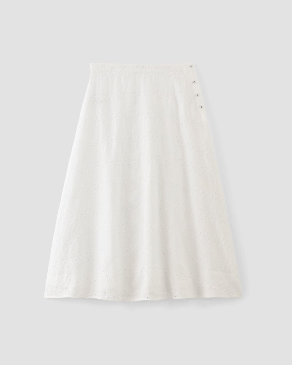 The Linen Eyelet Midi Skirt | White Eyelet
