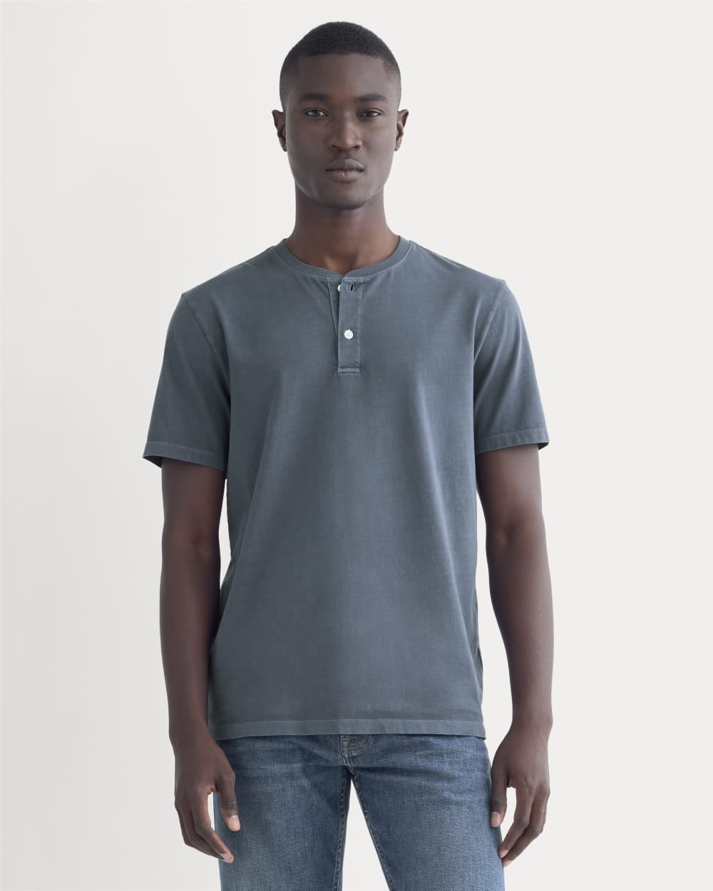 The Essential Organic Garment-Dyed Henley | Navy
