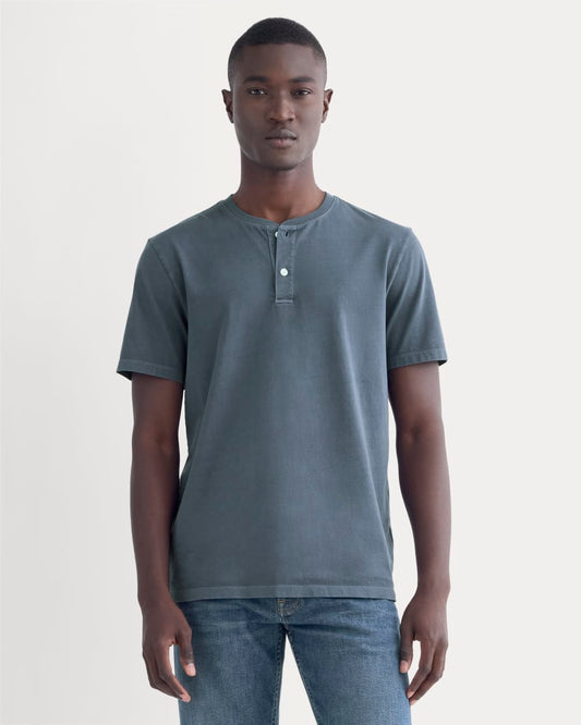 The Essential Organic Garment-Dyed Henley | Navy
