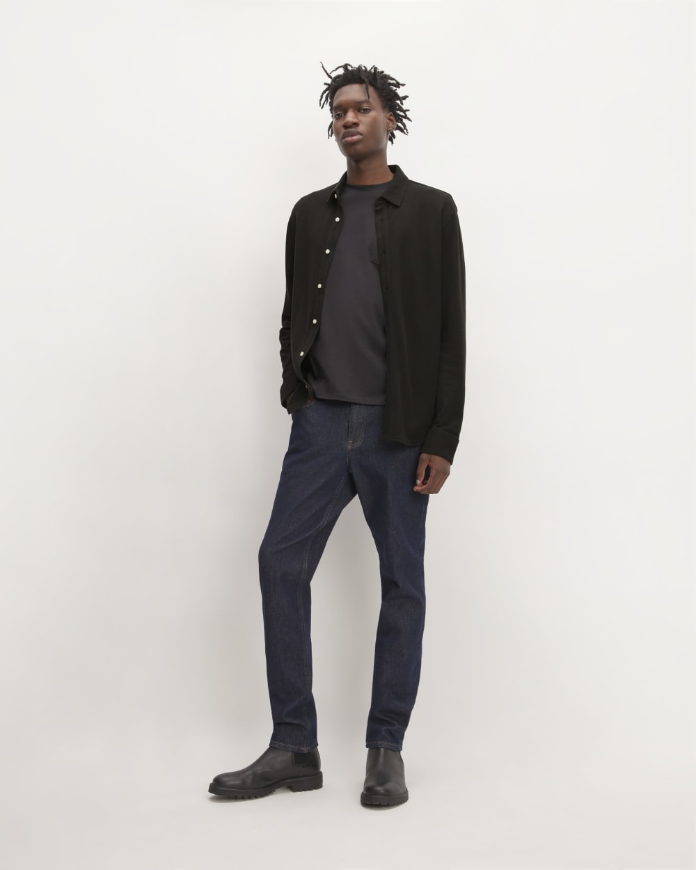 The Long-Sleeve Pique Shirt | Black