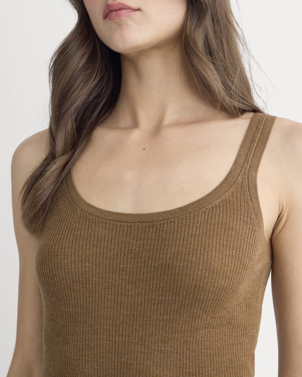 The Light Ribbed Cami in Ultrasoft Merino | Heathered Toffee