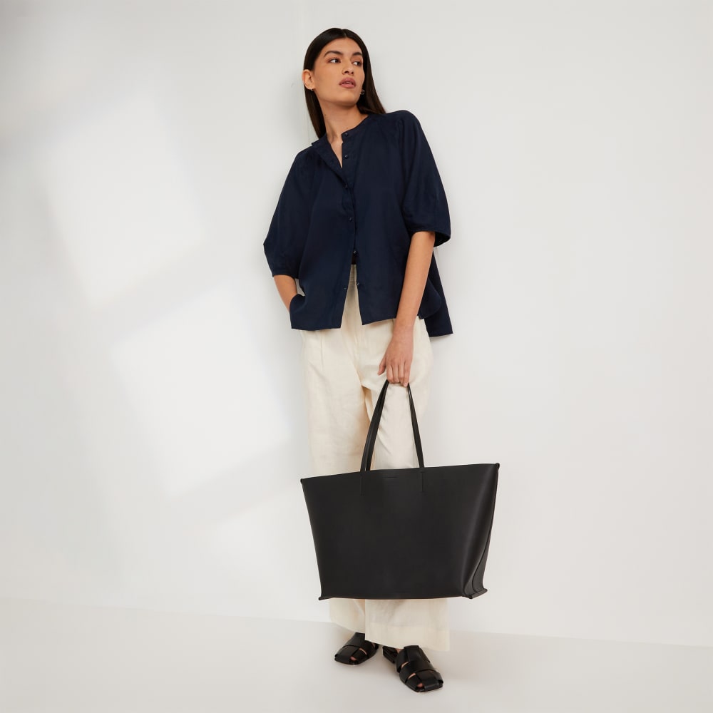 The Linen Puff Sleeve Shirt | Navy