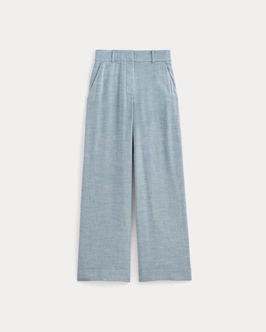 The Wide-Leg Pant in Stretch Linen | Chambray