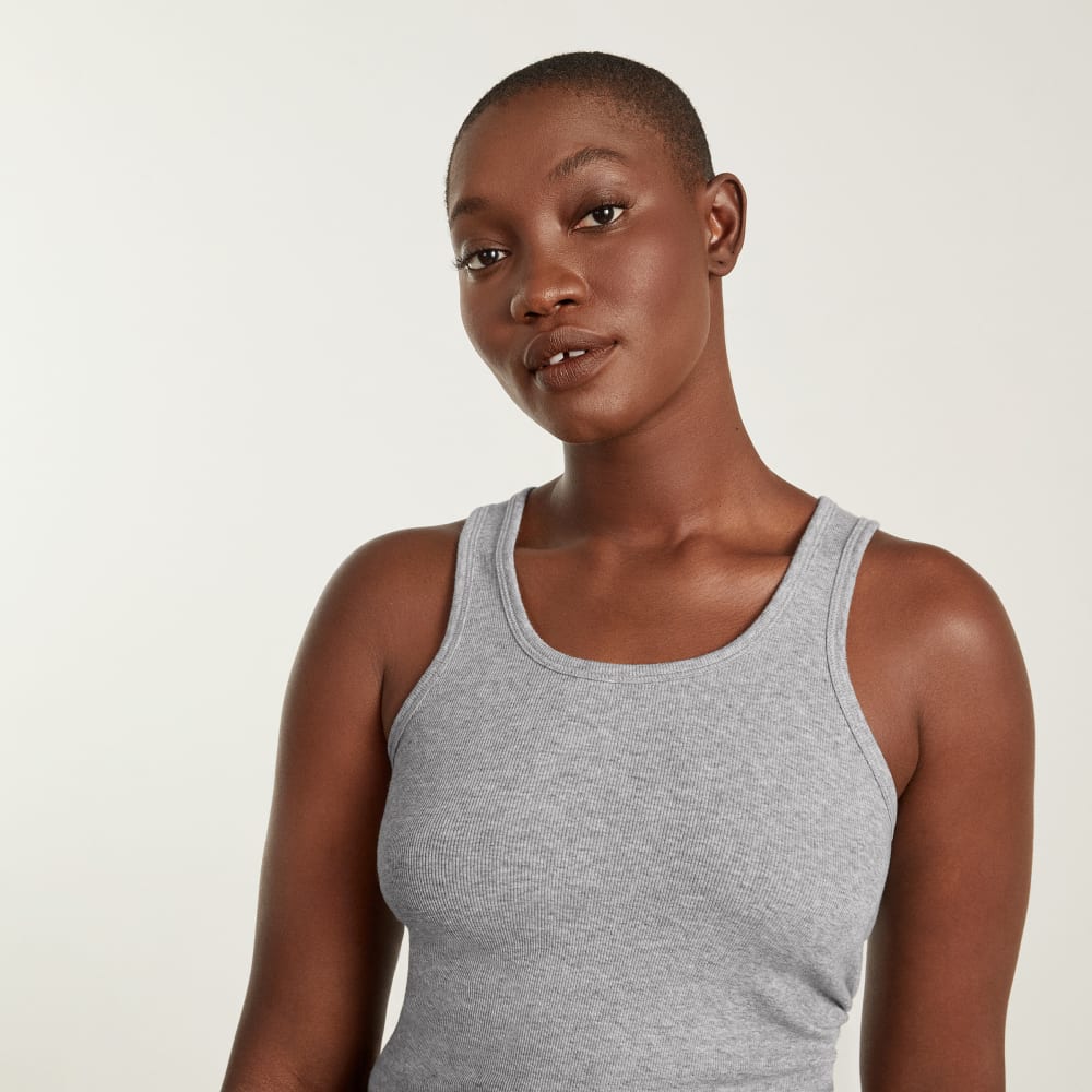 The Pima Micro-Rib U-neck Tank |  Heathered Grey