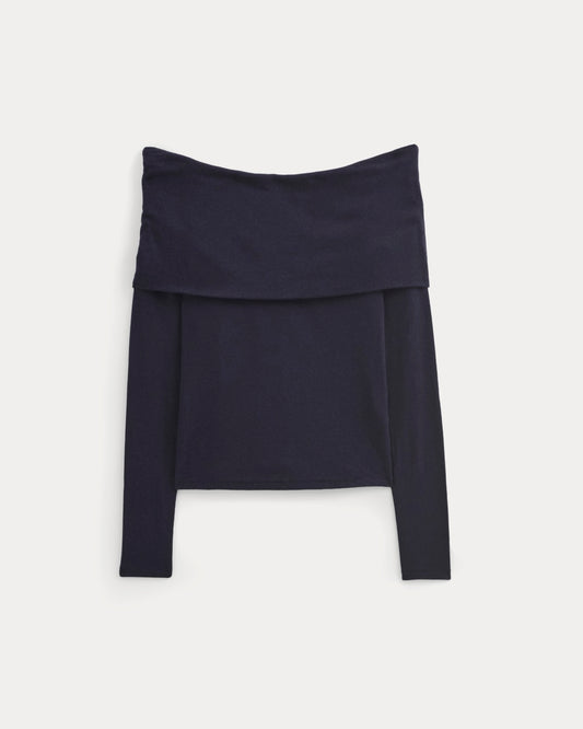 The Off-the-Shoulder Top in Butterluxe | Deep Navy