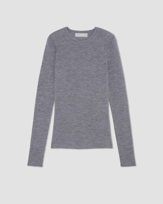 The Long-Sleeve Sweater Tee in Ultrasoft Merino | Heather Mid Grey