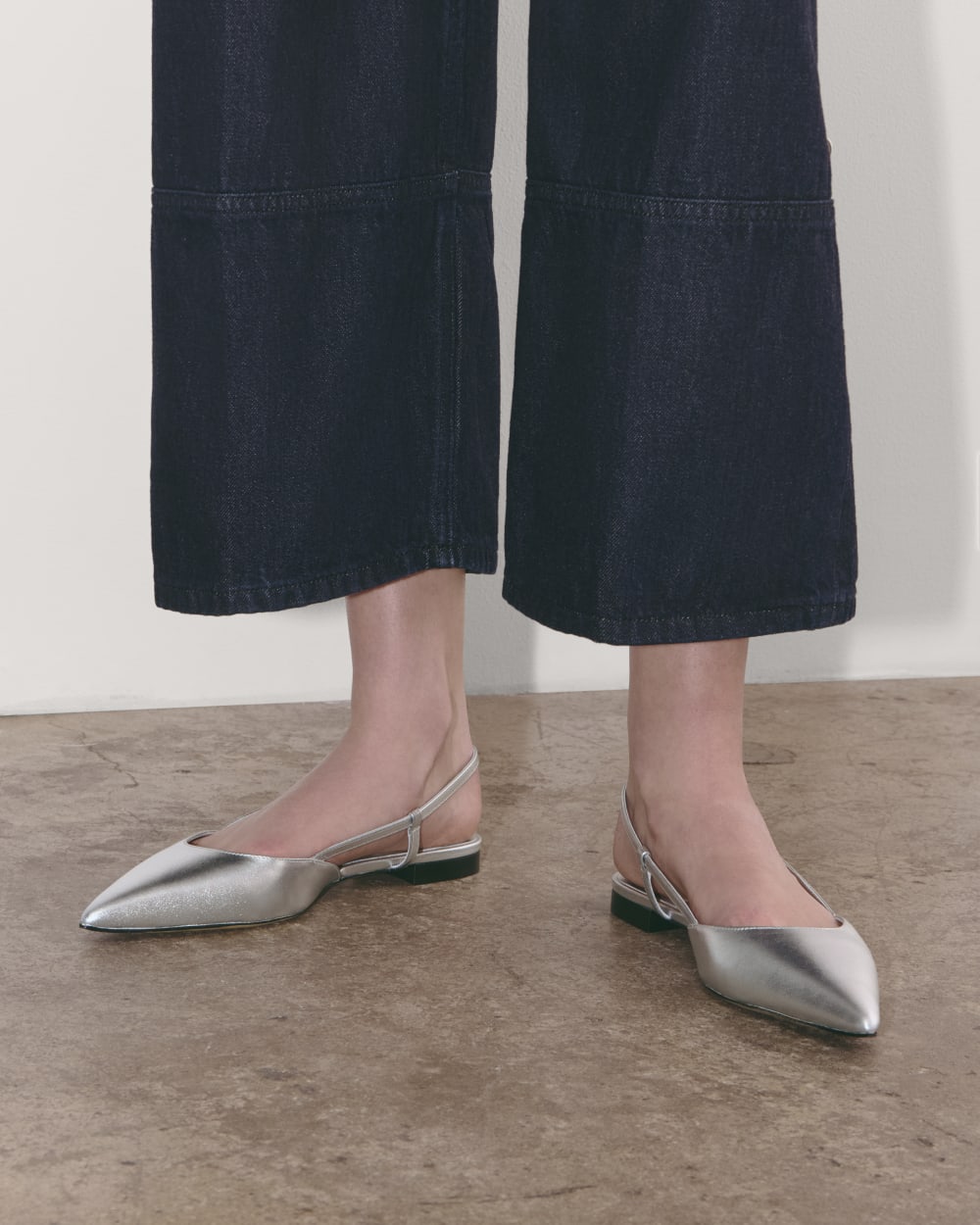 The Studio Slingback Flat | Silver