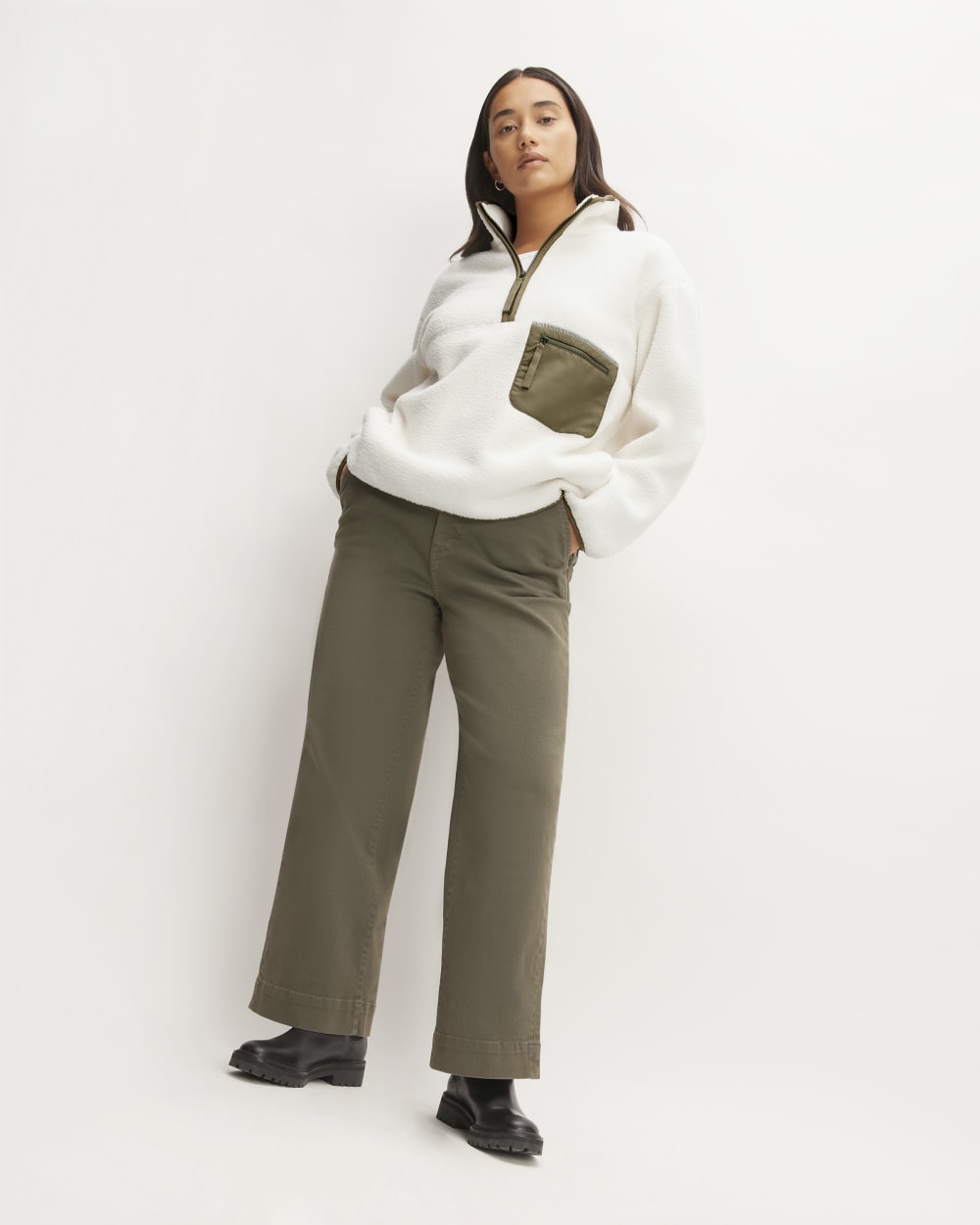 The ReNew Fleece Oversized Half-Zip | Bone