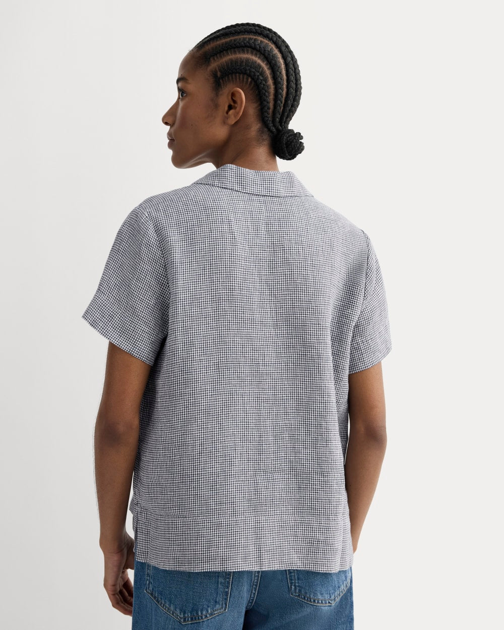The Notch Shirt in Linen | Midnight Navy Gingham