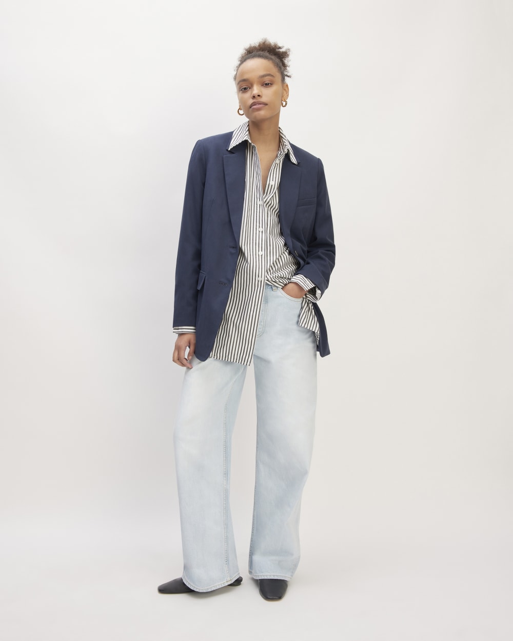 The Supima® Cotton Boyfriend Shirt | Optic White / Black