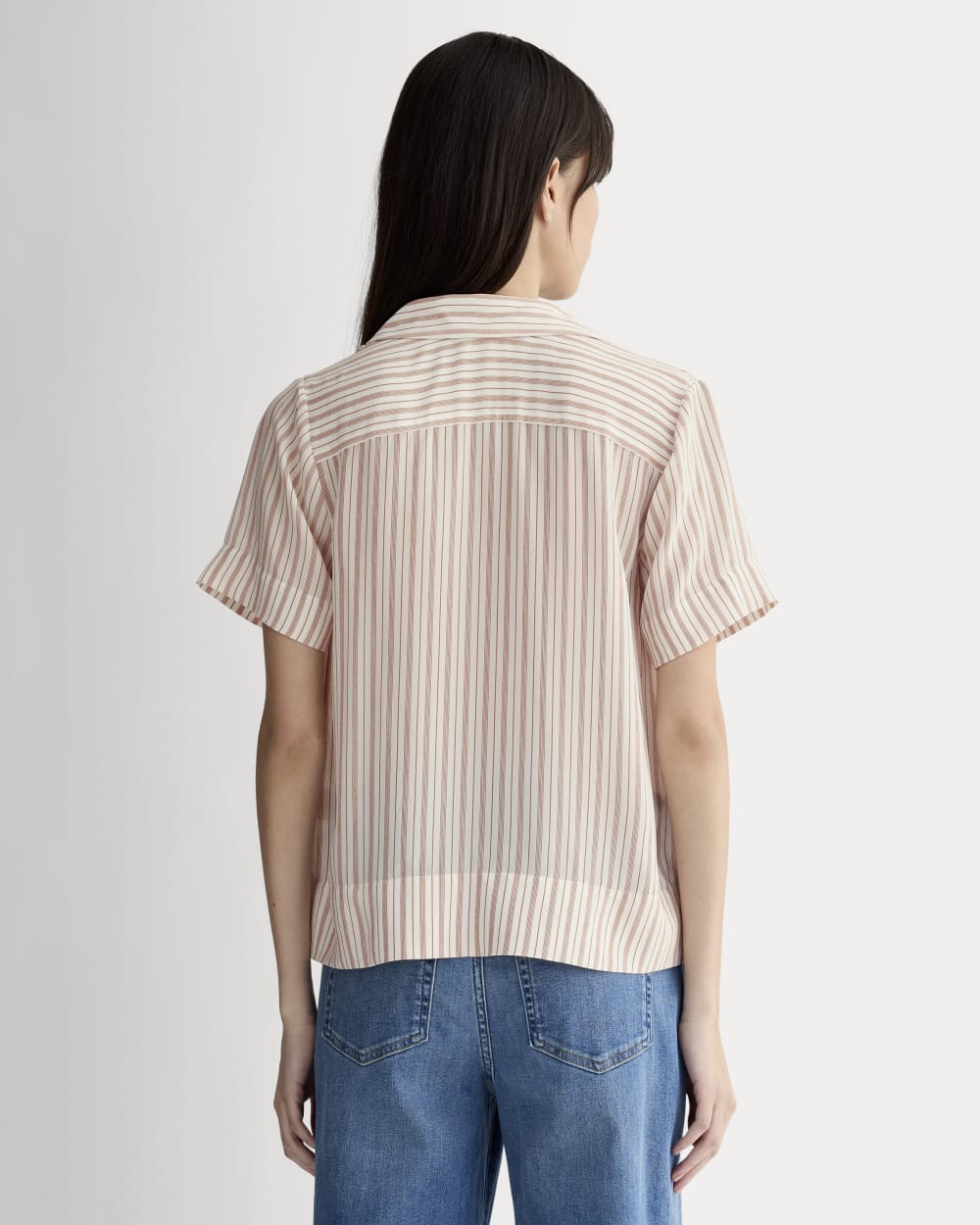 The Notch Shirt in Washable Silk | Bone / Dusky Rose