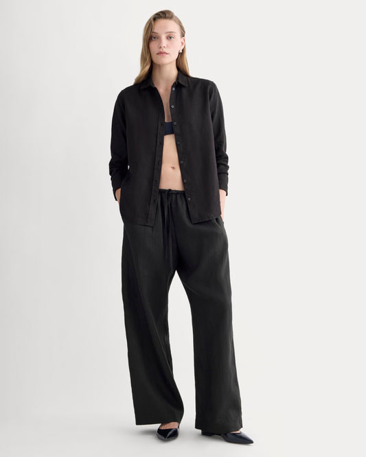 The Drawstring Pant in Linen | Black
