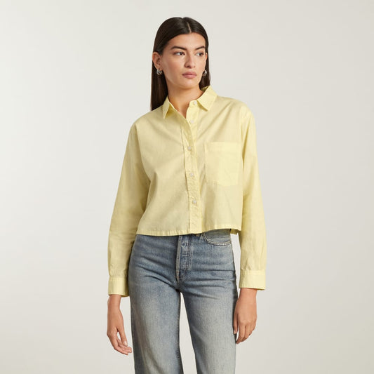 The Way-Short Shirt in Silky Cotton | Pastel Yellow