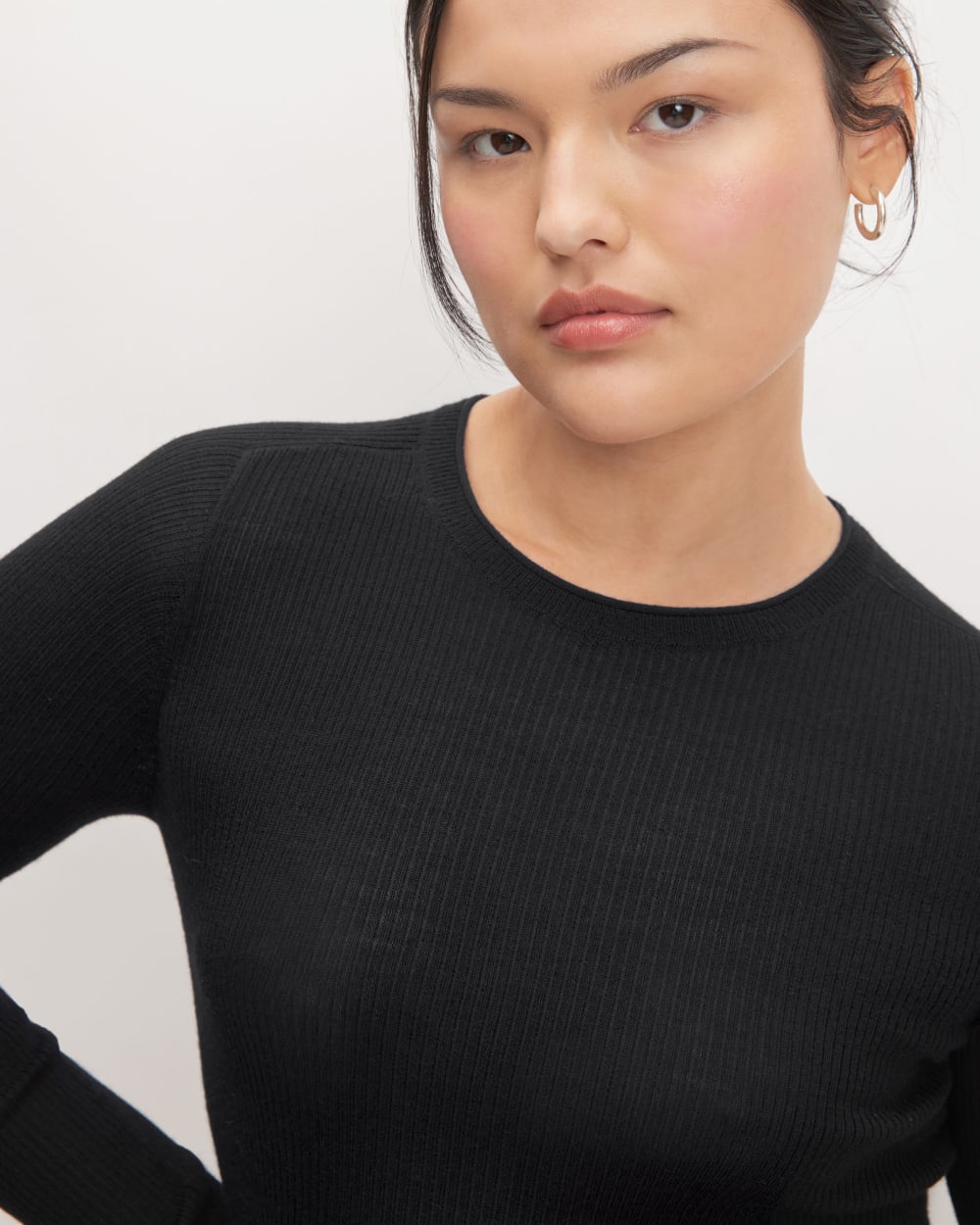 The Long-Sleeve Sweater Tee in Ultrasoft Merino | Black