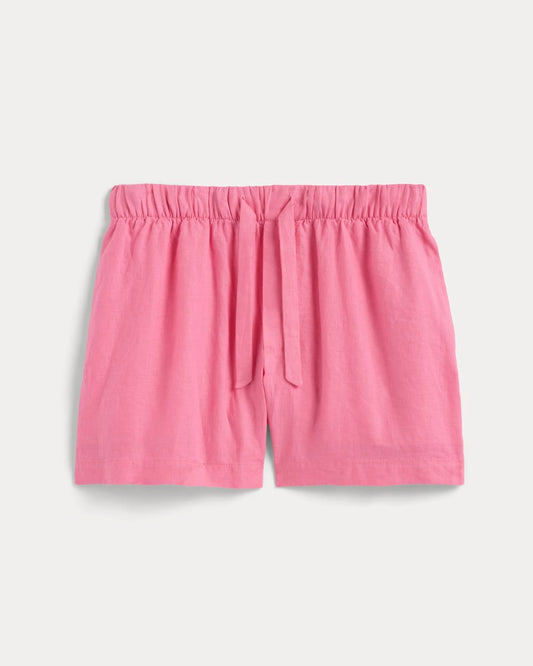 The Drawstring Boxer Short in Linen | Deep Pink