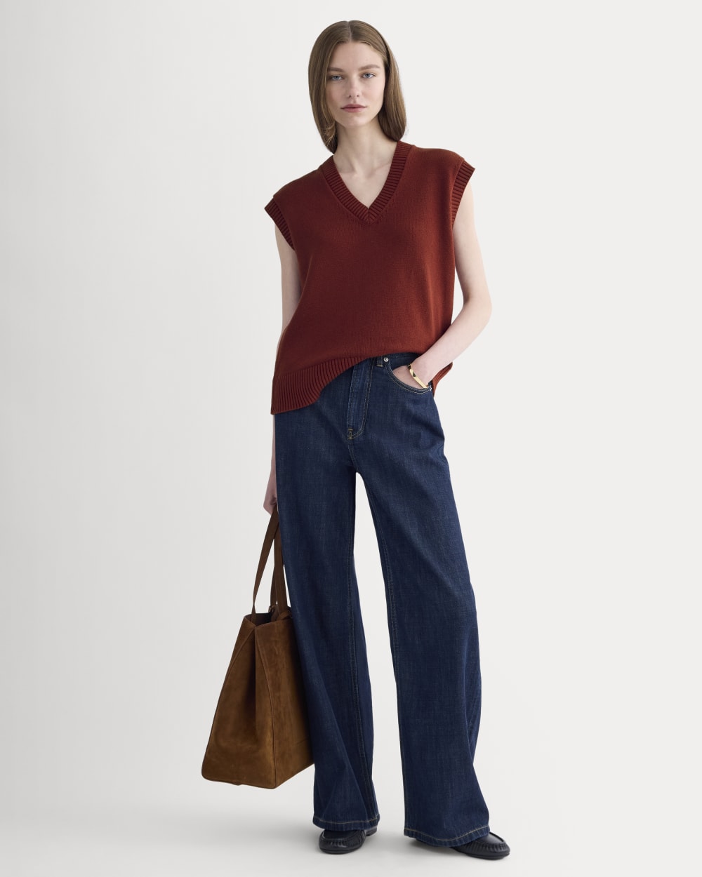 The Boxy Vest in Everyday Cotton | Merlot