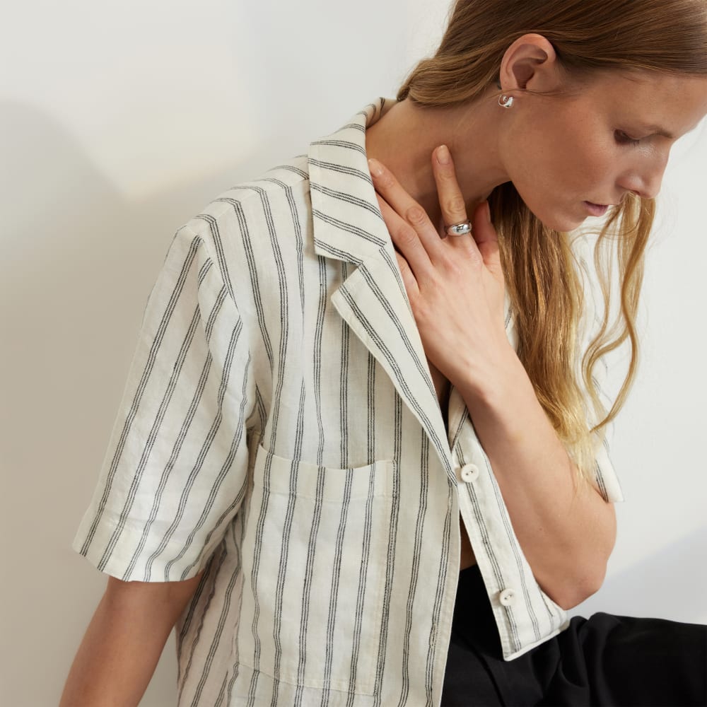 The Linen Workwear Shirt | Black / Canvas Tan