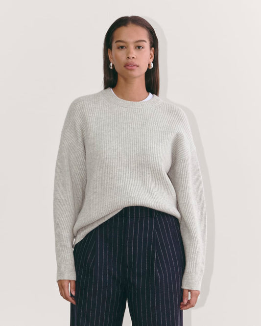 The Cocoon Crew in Wool Cashmere | Light Heather Grey
