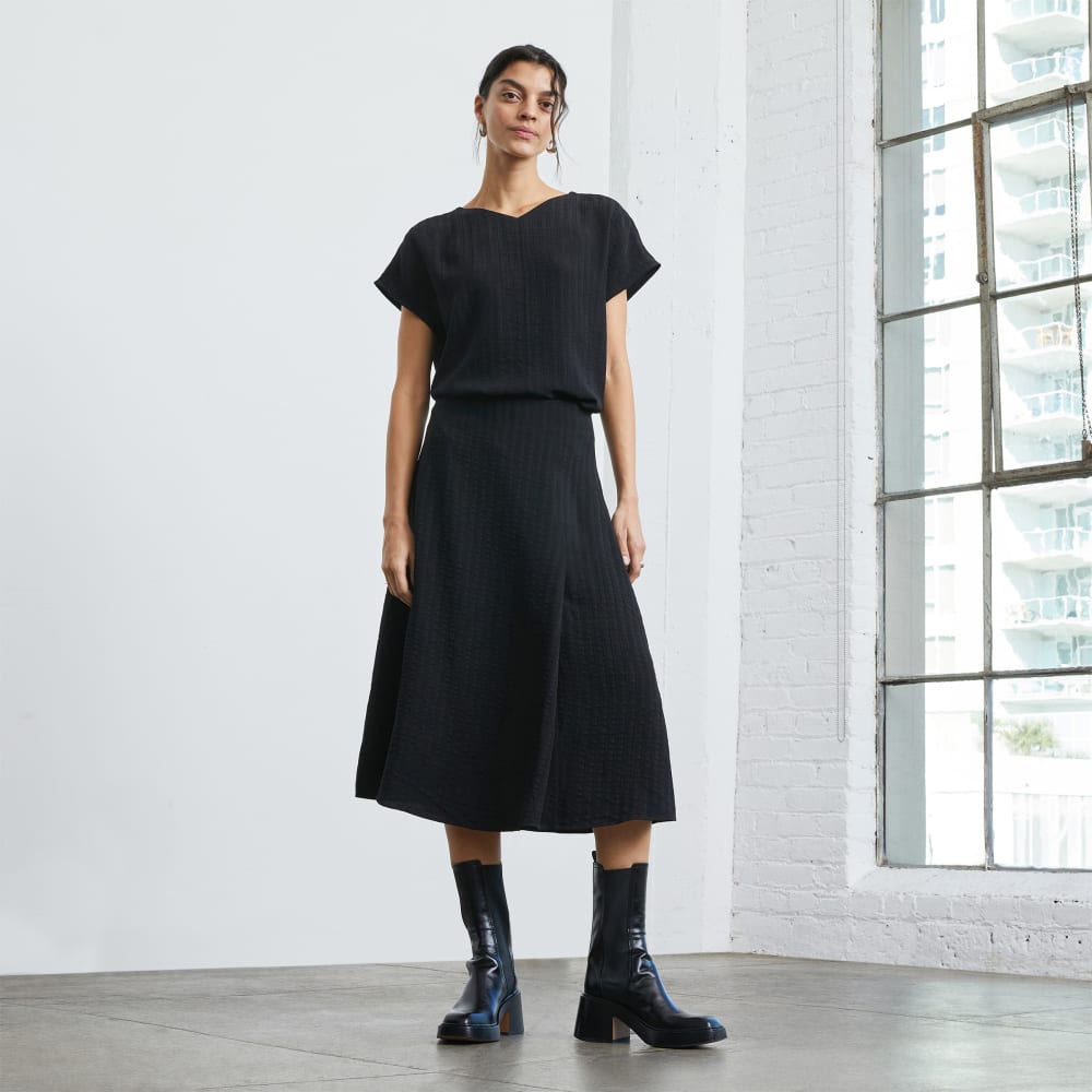 The City Stripe Midi Skirt | Black