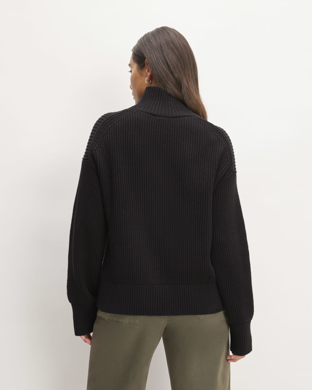 The Organic Cotton Ribbed Turtleneck | Black