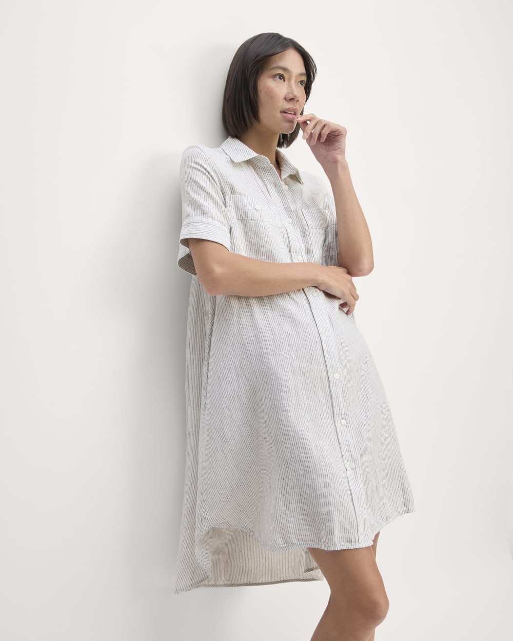The Daytripper Dress in Linen | White / Black