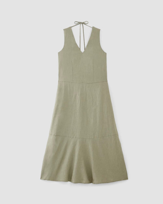 The Linen V-Neck Maxi Dress | Sage Green