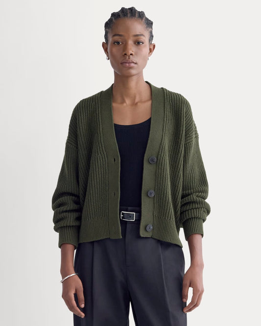 The Boxy Cardigan in Everyday Cotton | Dark Green