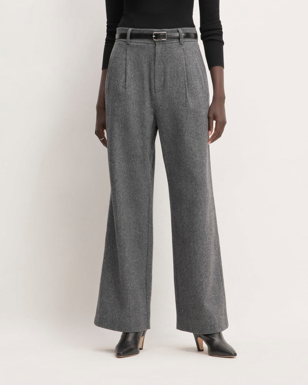 The ReWool® Way-High Drape Pant | Grey Herringbone